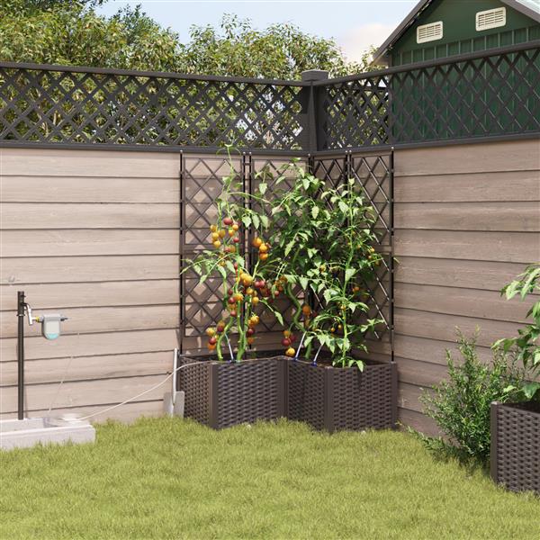 Grote foto vidaxl plantenbakken 3 st met waterirrigatiesysteem bruin tuin en terras overige tuin en terras