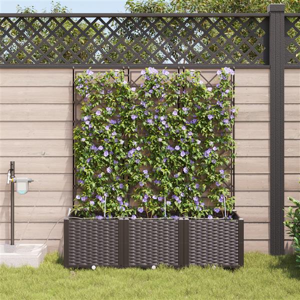 Grote foto vidaxl plantenbakken 3 st met waterirrigatiesysteem bruin tuin en terras overige tuin en terras