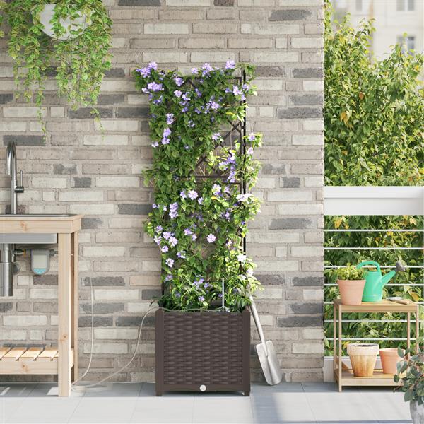 Grote foto vidaxl plantenbak met waterirrigatiesysteem bruin tuin en terras overige tuin en terras