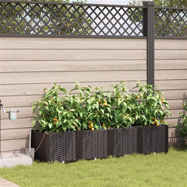 Grote foto vidaxl plantenbakken 4 st met waterirrigatiesysteem bruin tuin en terras overige tuin en terras