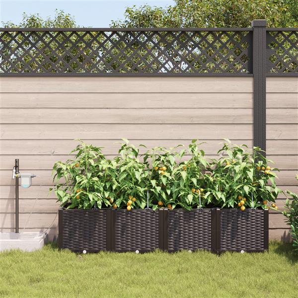 Grote foto vidaxl plantenbakken 4 st met waterirrigatiesysteem bruin tuin en terras overige tuin en terras