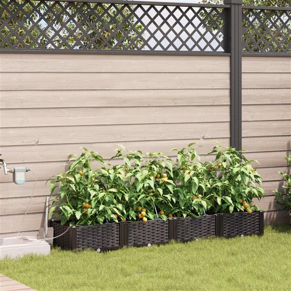 Grote foto vidaxl plantenbakken 4 st met waterirrigatiesysteem bruin tuin en terras overige tuin en terras