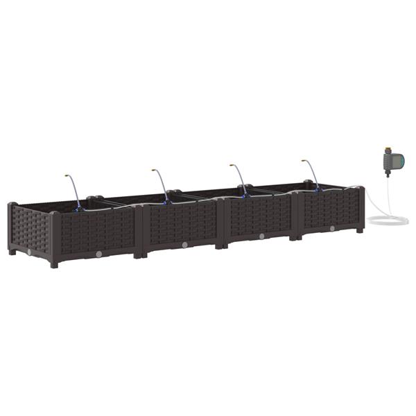 Grote foto vidaxl plantenbakken 4 st met waterirrigatiesysteem bruin tuin en terras overige tuin en terras