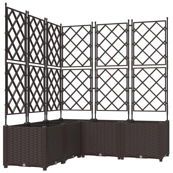 Grote foto vidaxl plantenbakken 5 st met latwerk 120x120x143 cm bruin tuin en terras overige tuin en terras