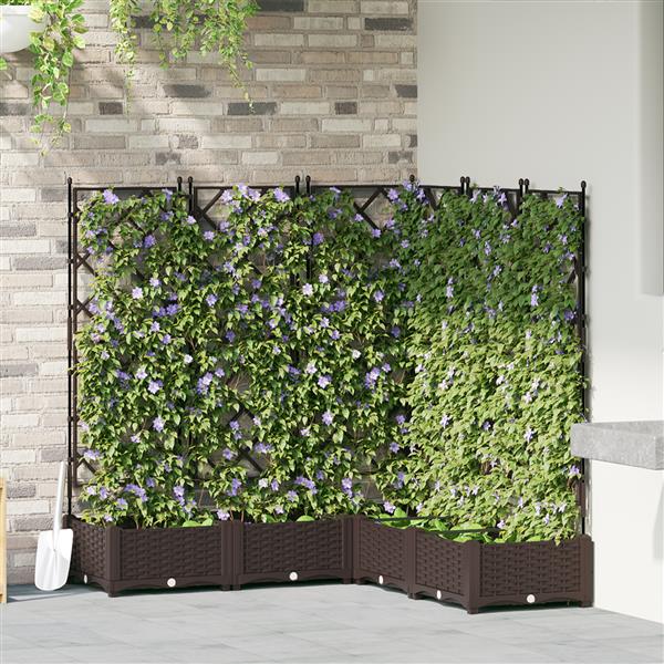 Grote foto vidaxl plantenbakken 5 st met latwerk 120x120x125 5 cm bruin tuin en terras overige tuin en terras