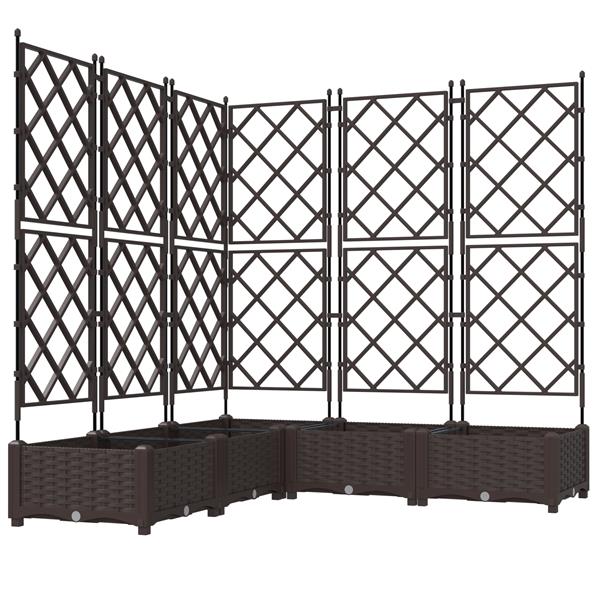 Grote foto vidaxl plantenbakken 5 st met latwerk 120x120x125 5 cm bruin tuin en terras overige tuin en terras