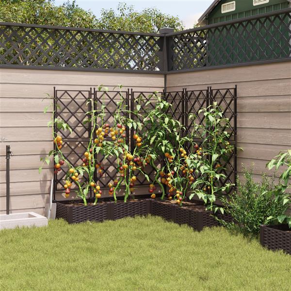 Grote foto vidaxl plantenbakken 5 st met latwerk 120x120x125 5 cm bruin tuin en terras overige tuin en terras