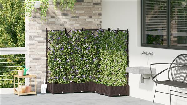Grote foto vidaxl plantenbakken 5 st met latwerk 120x120x125 5 cm bruin tuin en terras overige tuin en terras