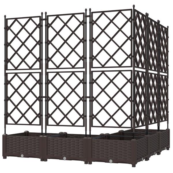 Grote foto vidaxl plantenbakken 5 st met latwerk 120x120x125 5 cm bruin tuin en terras overige tuin en terras