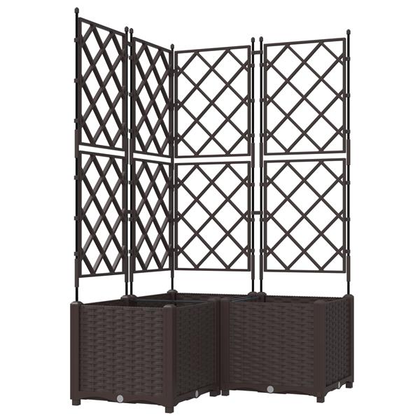 Grote foto vidaxl plantenbakken 3 st met latwerk 80x80x143 cm bruin tuin en terras overige tuin en terras