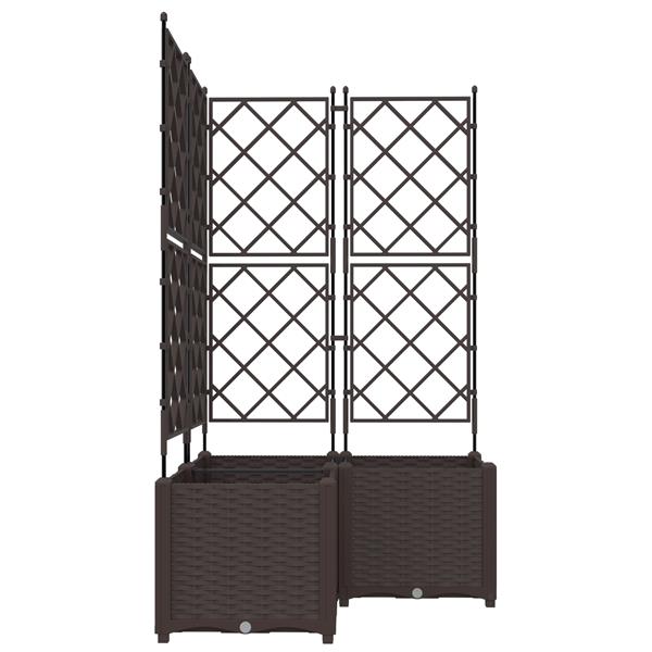 Grote foto vidaxl plantenbakken 3 st met latwerk 80x80x143 cm bruin tuin en terras overige tuin en terras