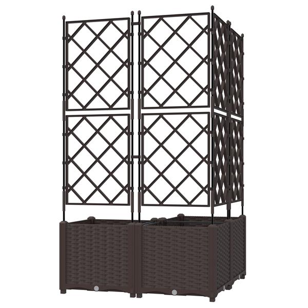 Grote foto vidaxl plantenbakken 3 st met latwerk 80x80x143 cm bruin tuin en terras overige tuin en terras