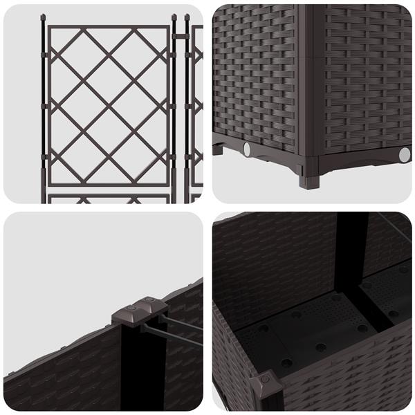 Grote foto vidaxl plantenbakken 3 st met latwerk 80x80x143 cm bruin tuin en terras overige tuin en terras