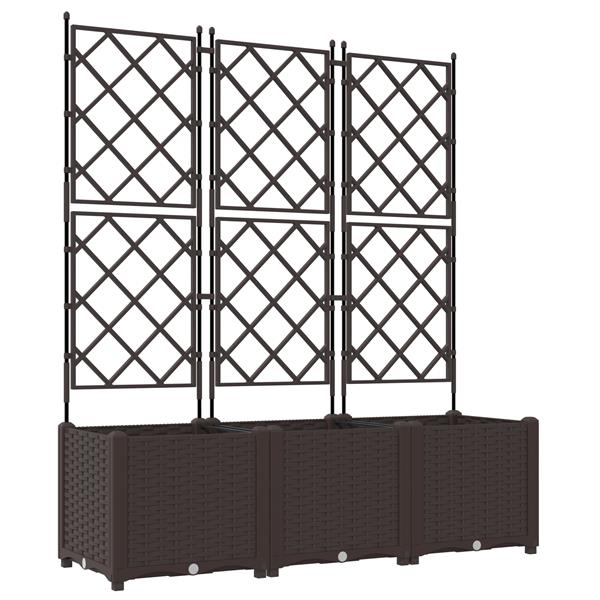 Grote foto vidaxl plantenbakken 3 st met latwerk 120x40x143 cm bruin tuin en terras overige tuin en terras