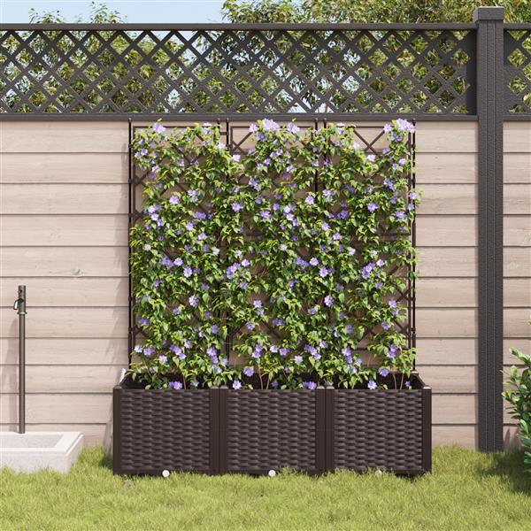 Grote foto vidaxl plantenbakken 3 st met latwerk 120x40x143 cm bruin tuin en terras overige tuin en terras