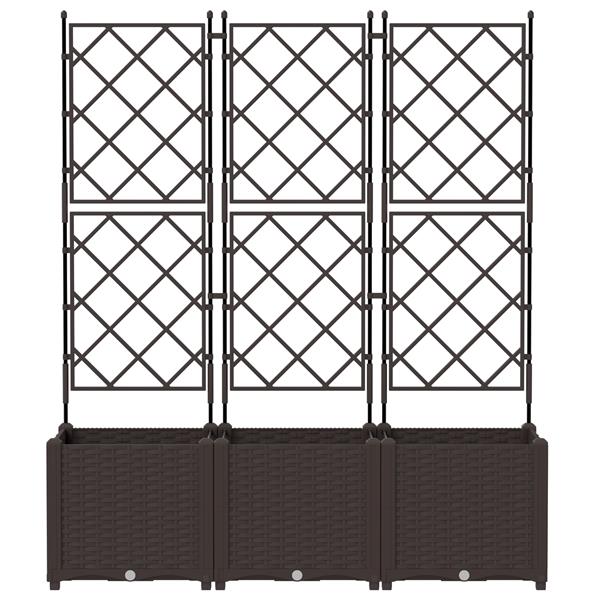 Grote foto vidaxl plantenbakken 3 st met latwerk 120x40x143 cm bruin tuin en terras overige tuin en terras