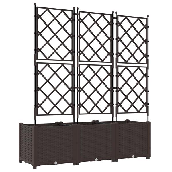 Grote foto vidaxl plantenbakken 3 st met latwerk 120x40x143 cm bruin tuin en terras overige tuin en terras
