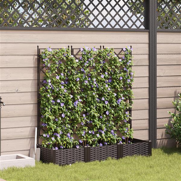 Grote foto vidaxl plantenbakken 3 st met latwerk 120x40x125 5 cm bruin tuin en terras overige tuin en terras
