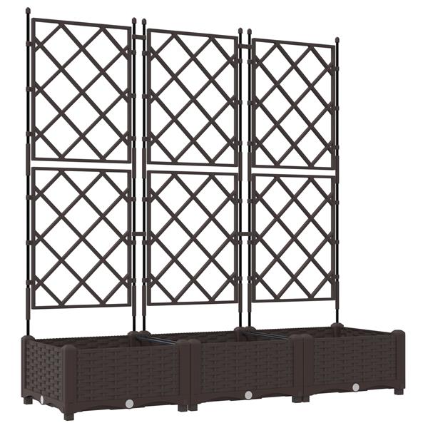 Grote foto vidaxl plantenbakken 3 st met latwerk 120x40x125 5 cm bruin tuin en terras overige tuin en terras