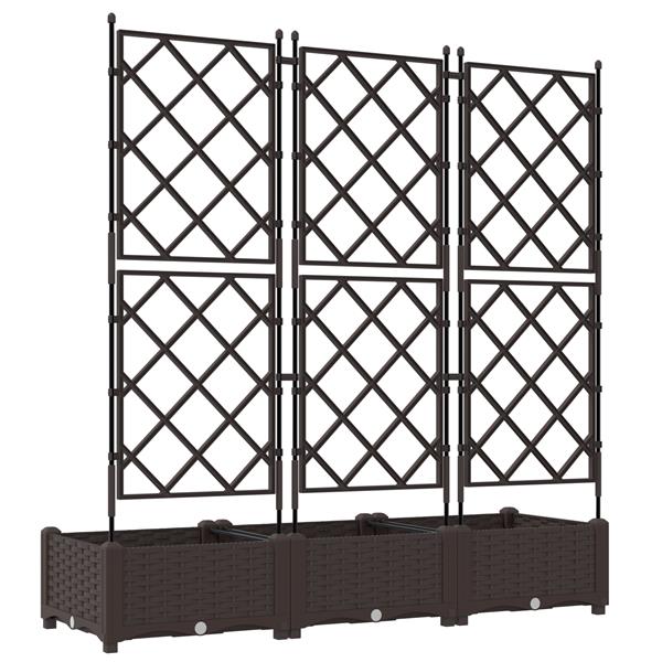 Grote foto vidaxl plantenbakken 3 st met latwerk 120x40x125 5 cm bruin tuin en terras overige tuin en terras