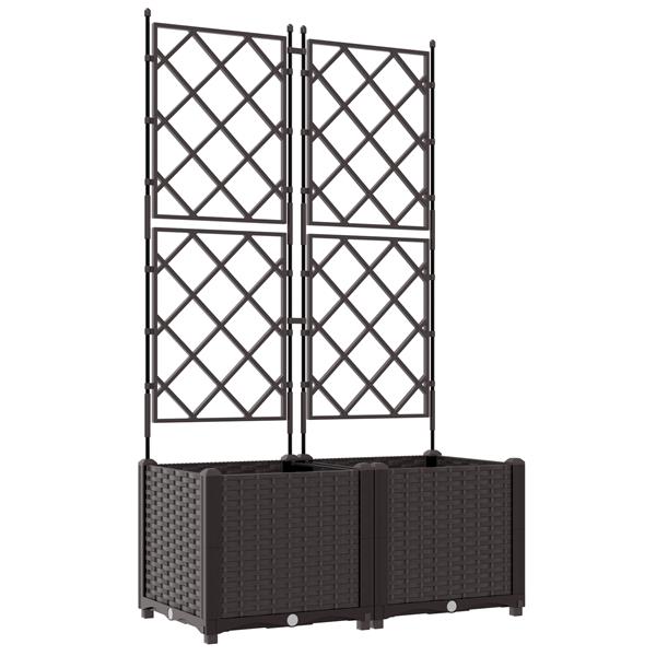 Grote foto vidaxl plantenbakken 2 st met latwerk 80x40x143 cm bruin tuin en terras overige tuin en terras