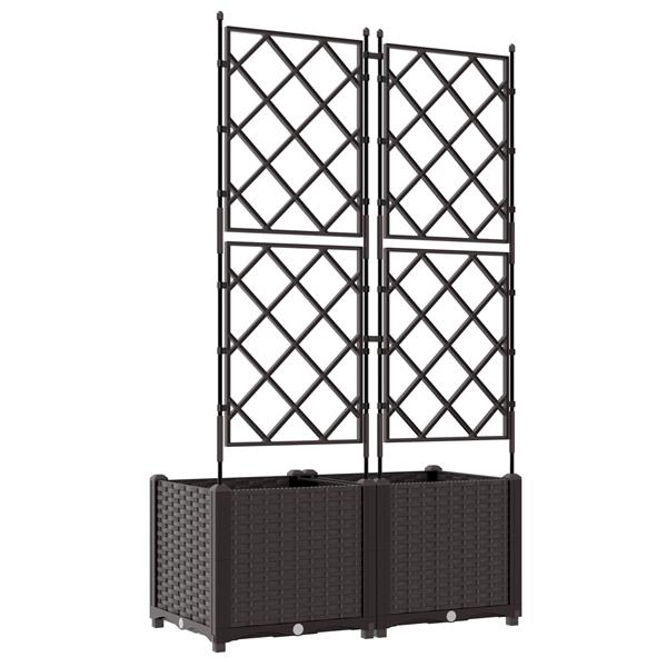 Grote foto vidaxl plantenbakken 2 st met latwerk 80x40x143 cm bruin tuin en terras overige tuin en terras
