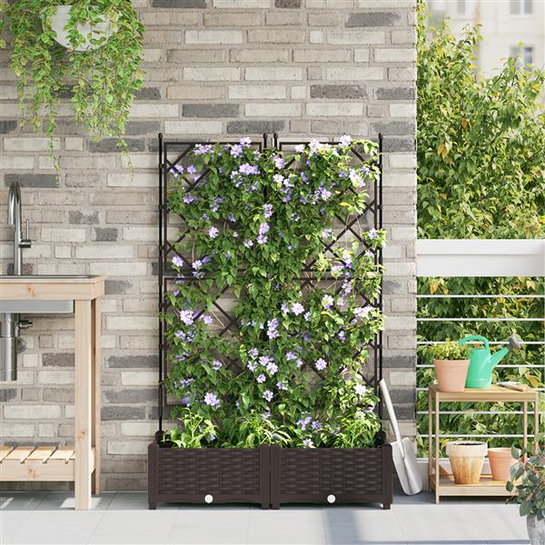 Grote foto vidaxl plantenbakken 2 st met latwerk 80x40x125 5 cm bruin tuin en terras overige tuin en terras