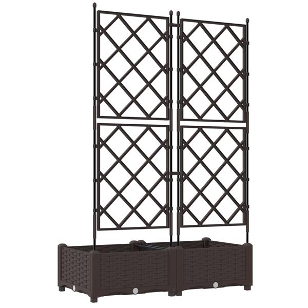 Grote foto vidaxl plantenbakken 2 st met latwerk 80x40x125 5 cm bruin tuin en terras overige tuin en terras
