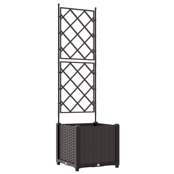 Grote foto vidaxl plantenbak met latwerk 40x40x143 cm bruin tuin en terras overige tuin en terras
