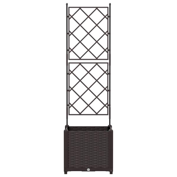 Grote foto vidaxl plantenbak met latwerk 40x40x143 cm bruin tuin en terras overige tuin en terras