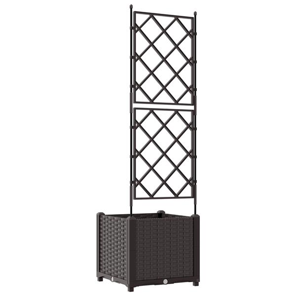 Grote foto vidaxl plantenbak met latwerk 40x40x143 cm bruin tuin en terras overige tuin en terras