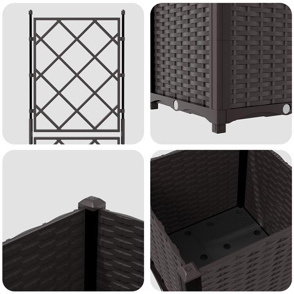 Grote foto vidaxl plantenbak met latwerk 40x40x143 cm bruin tuin en terras overige tuin en terras