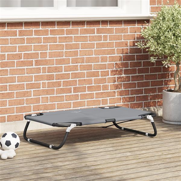 Grote foto vidaxl hond bed vouwbaar lichtgrijs s oxford stof en staal dieren en toebehoren toebehoren