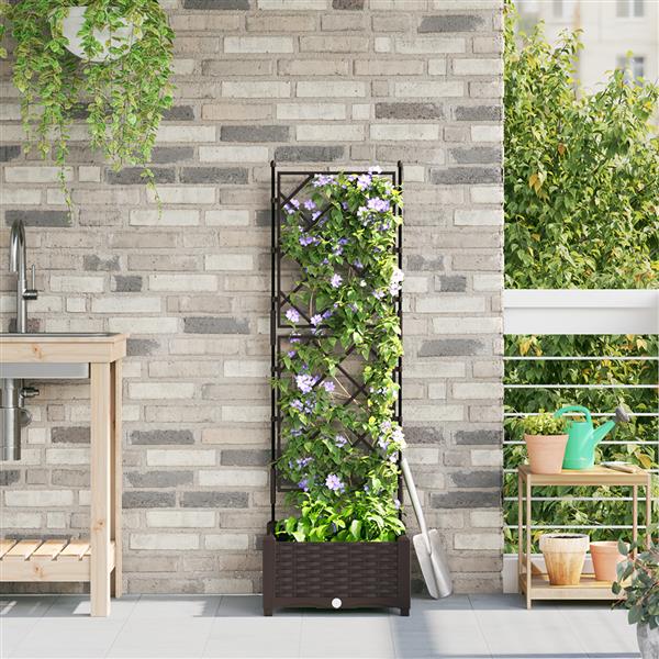 Grote foto vidaxl plantenbak met latwerk 40x40x125 5 cm bruin tuin en terras overige tuin en terras