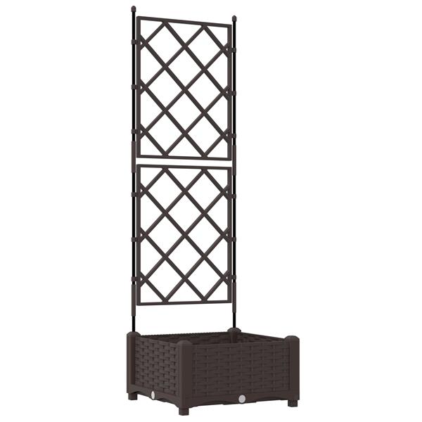 Grote foto vidaxl plantenbak met latwerk 40x40x125 5 cm bruin tuin en terras overige tuin en terras