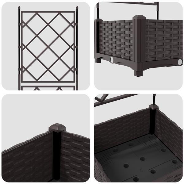 Grote foto vidaxl plantenbak met latwerk 40x40x125 5 cm bruin tuin en terras overige tuin en terras