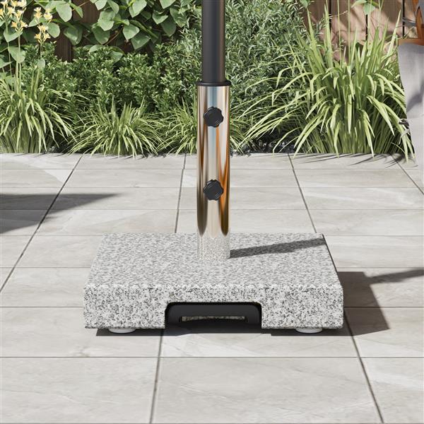 Grote foto vidaxl parasolvoet met wielen en handgreep grijs graniet 29 kg vierkant tuin en terras overige tuin en terras
