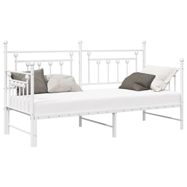 Grote foto vidaxl slaapbank met uitschuifbed 75x190 cm staal wit antiek en kunst stoelen en banken