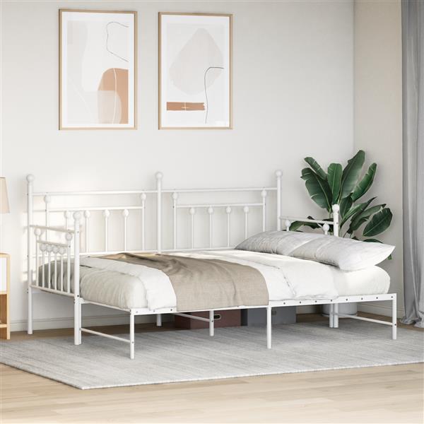 Grote foto vidaxl slaapbank met uitschuifbed 75x190 cm staal wit antiek en kunst stoelen en banken