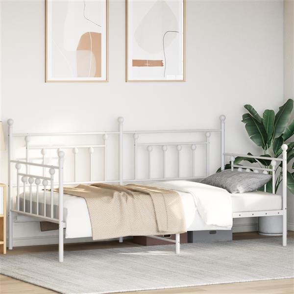 Grote foto vidaxl slaapbank 100x190 cm staal wit antiek en kunst stoelen en banken