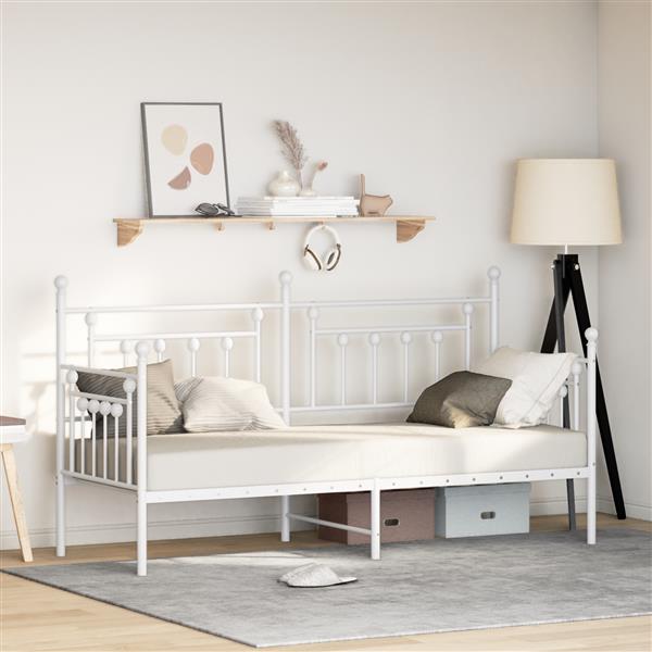 Grote foto vidaxl slaapbank 80x200 cm staal wit antiek en kunst stoelen en banken
