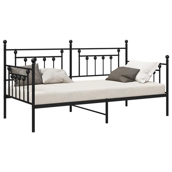 Grote foto vidaxl ligbedframe zwart 100x200 cm van staal antiek en kunst stoelen en banken