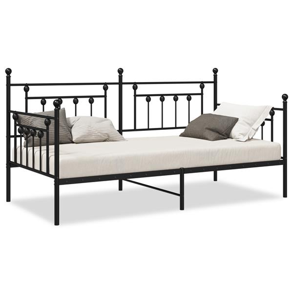 Grote foto vidaxl ligbedframe zwart 100x200 cm van staal antiek en kunst stoelen en banken