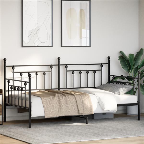 Grote foto vidaxl ligbedframe zwart 100x200 cm van staal antiek en kunst stoelen en banken