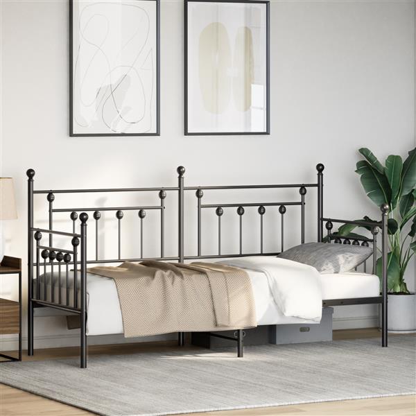 Grote foto vidaxl slaapbank 75x190 cm staal zwart antiek en kunst stoelen en banken