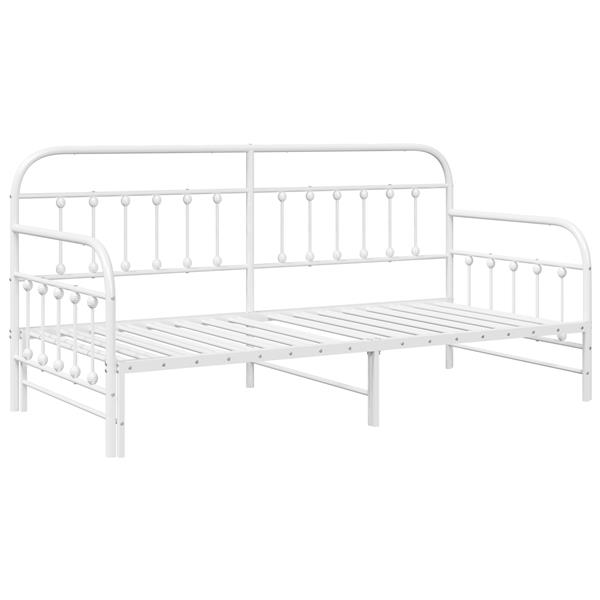 Grote foto vidaxl ligbedframe met uittrekbed wit 100x200 cm gemaakt van staal antiek en kunst stoelen en banken