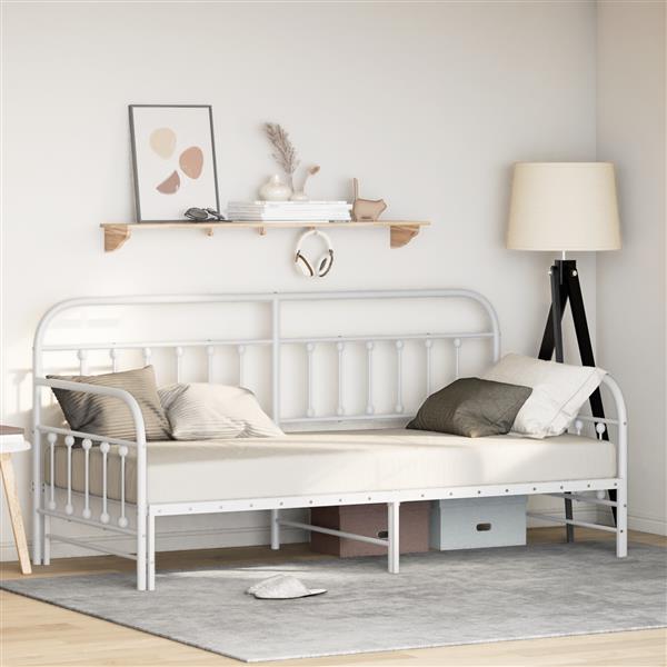 Grote foto vidaxl slaapbank met uitschuifbed 100x190 cm staal wit antiek en kunst stoelen en banken