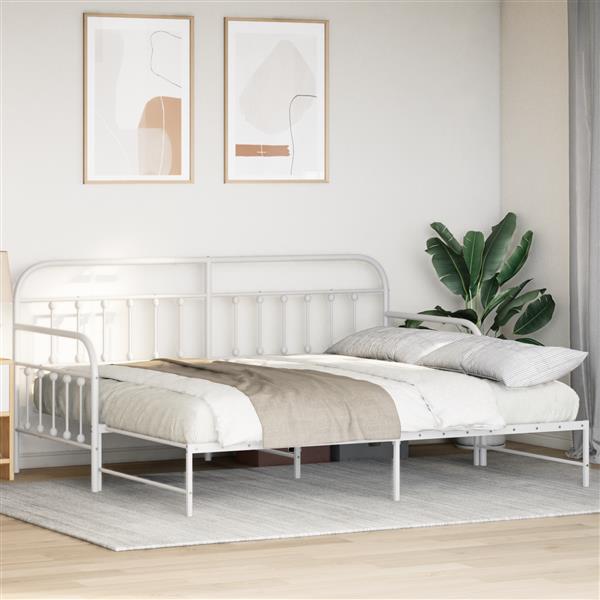 Grote foto vidaxl slaapbank met uitschuifbed 100x190 cm staal wit antiek en kunst stoelen en banken