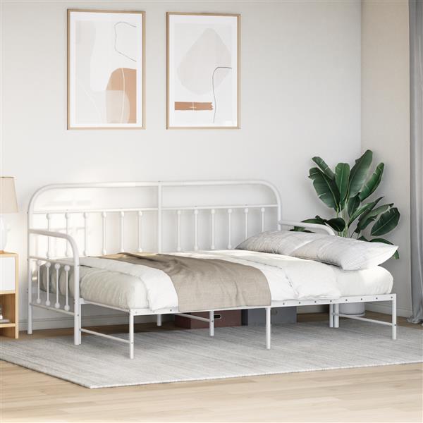 Grote foto vidaxl slaapbank met uitschuifbed 75x190 cm staal wit antiek en kunst stoelen en banken