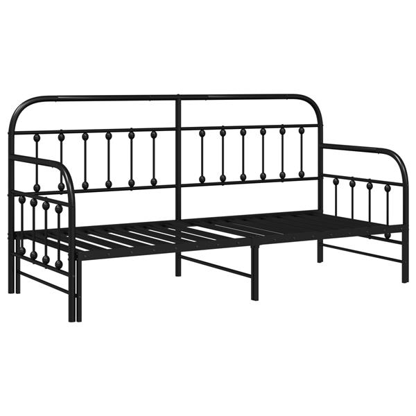 Grote foto vidaxl slaapbank met uitschuifbed 75x190 cm staal zwart antiek en kunst stoelen en banken